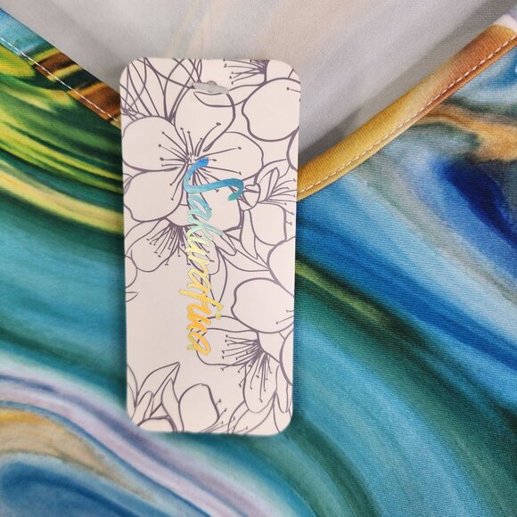 Women's Sakurafina Blouse Top Multicolor Abstract Print 3/4 Sleeve V Neck XL - Picture 5 of 11